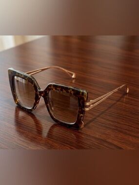 T Square clear blue light glasses 👓 with Gold Arms - Women Accessories